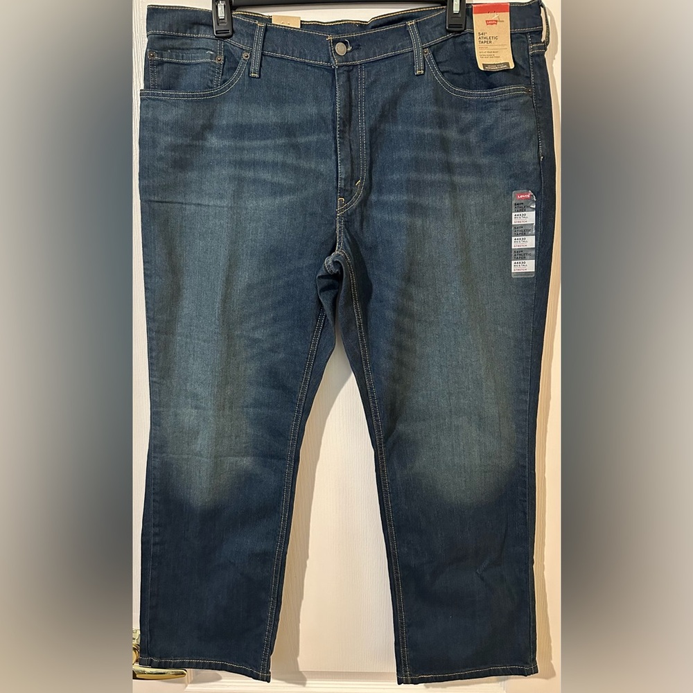 *NWT Levi's Flex 541 Athletic Fit Taper Stretch Jeans Blue Wash Men's B&T 44x30*
